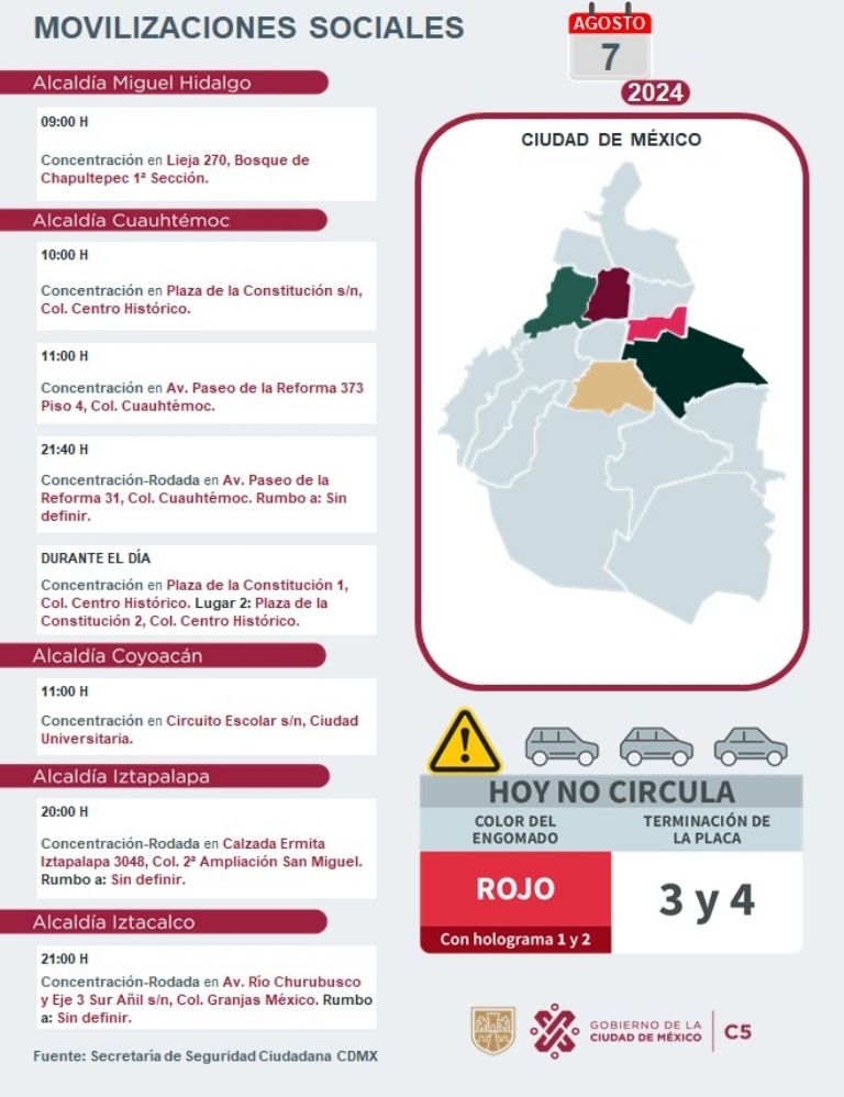 Tráfico en CDMX hoy 07 de agosto