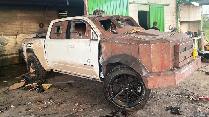 Sonora: Hallan cuatro vehículos "monstruo" con blindaje artesanal en taller clandestino