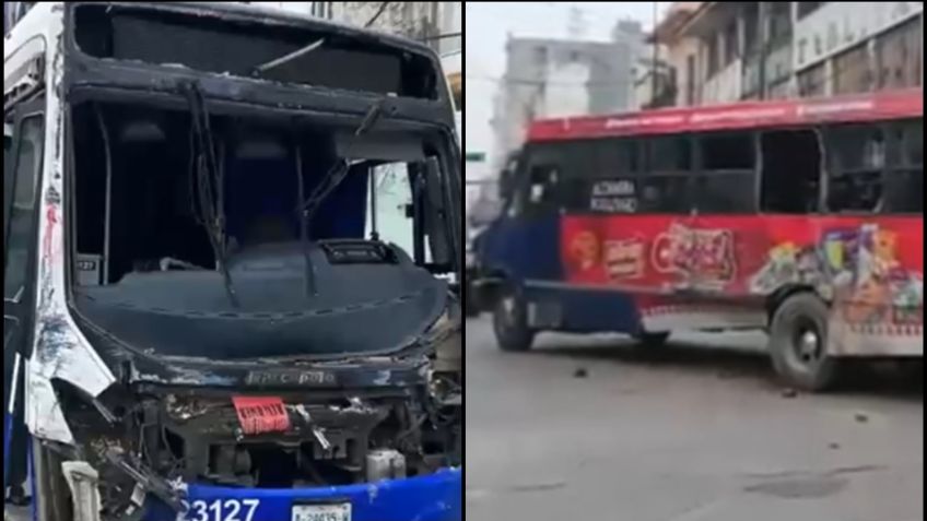 Terrible choque de autobuses deja un saldo de 10 heridos en Tampico; algunos son menores