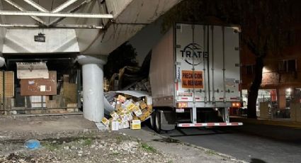 Caos en Circuito Interior por tráiler atorado a la altura del Eje 3 Oriente