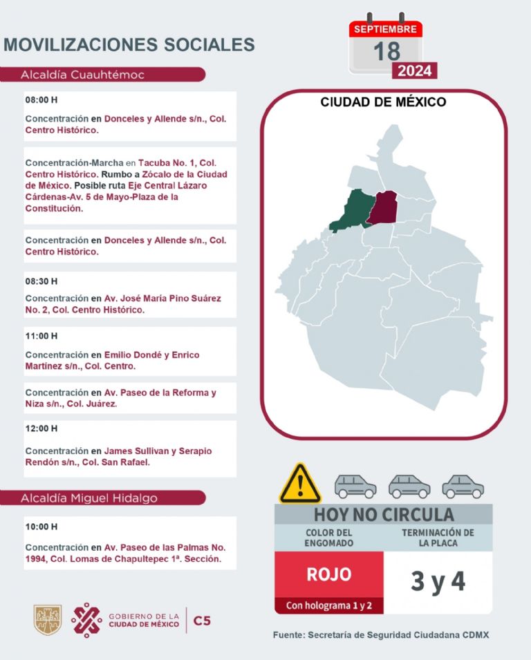 Tráfico en CDMX hoy 18 de septiembre