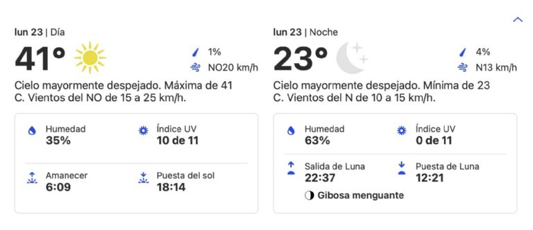 Clima en Ciudad Obregón hoy lunes 23 de septiembre de 2024. Foto: Conagua