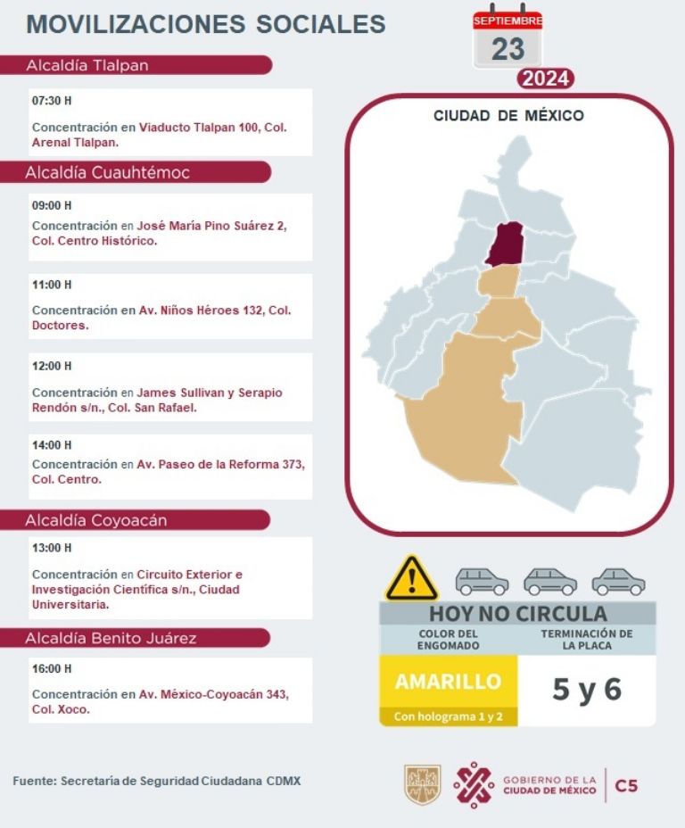 Tráfico en CDMX hoy 23 de septiembre