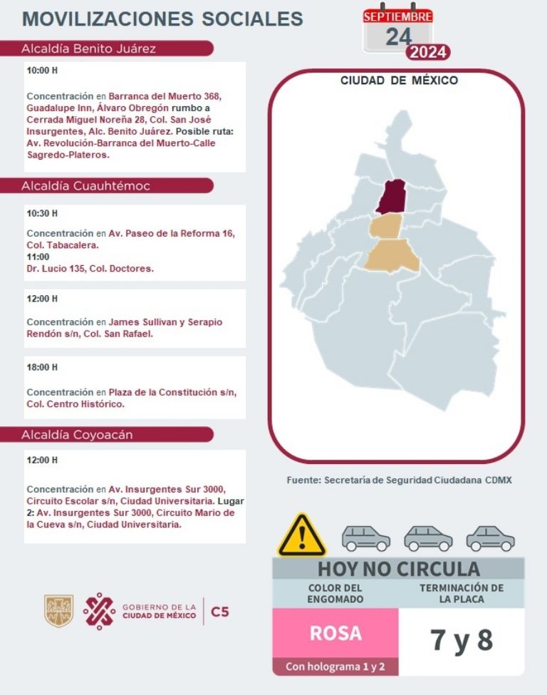 Tráfico en CDMX hoy 24 de septiembre