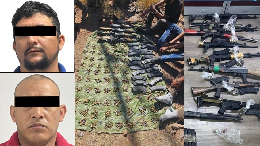 Norte de Sonora: Aseguran armas, droga, vehículos y cinco personas, dos de ellas menores