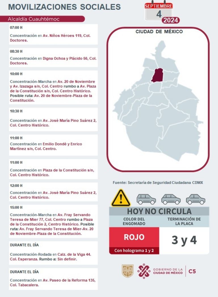 Tráfico en CDMX hoy 4 de septiembre