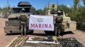 Foto ilustrativa de la nota titulada Golpe al crimen organizado en Sonora: Tras breve enfrentamiento, Marina asegura armamento
