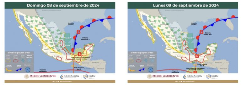 Clima para el domingo 8 y lunes 9 de septiembre. Foto: Conagua