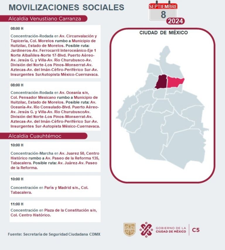 Tráfico en CDMX hoy 8 de septiembre