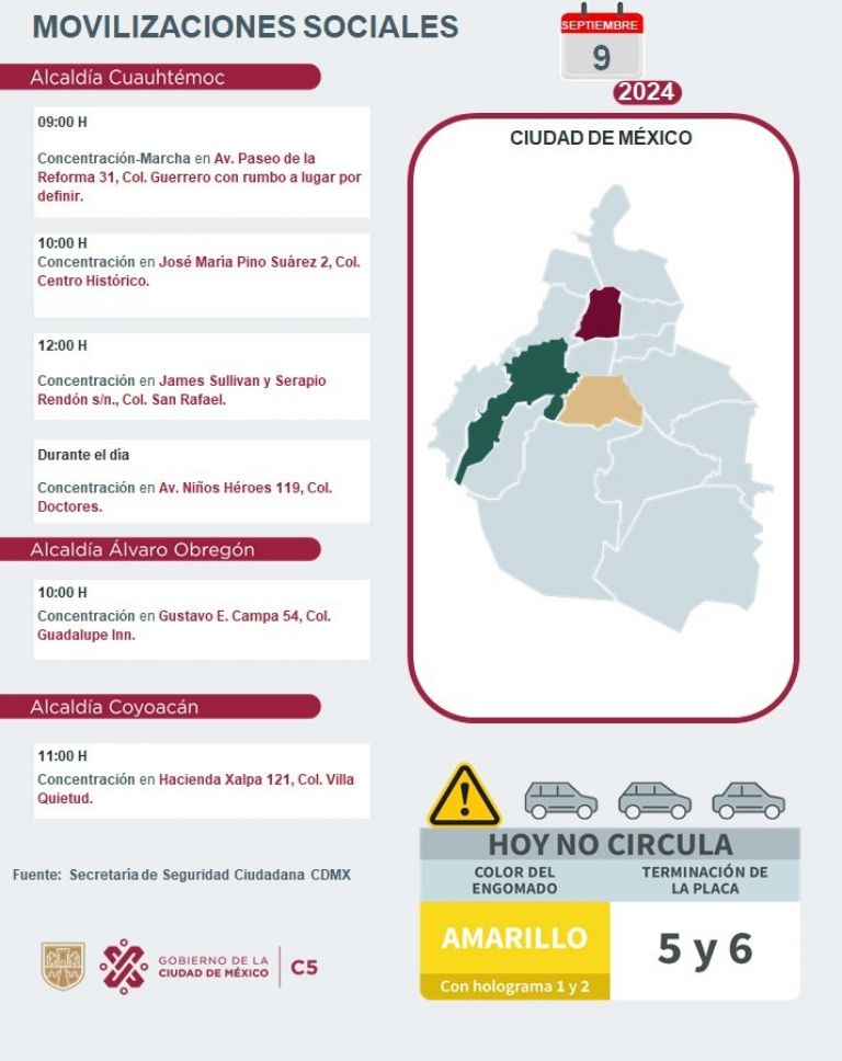 Tráfico en CDMX hoy 9 de septiembre