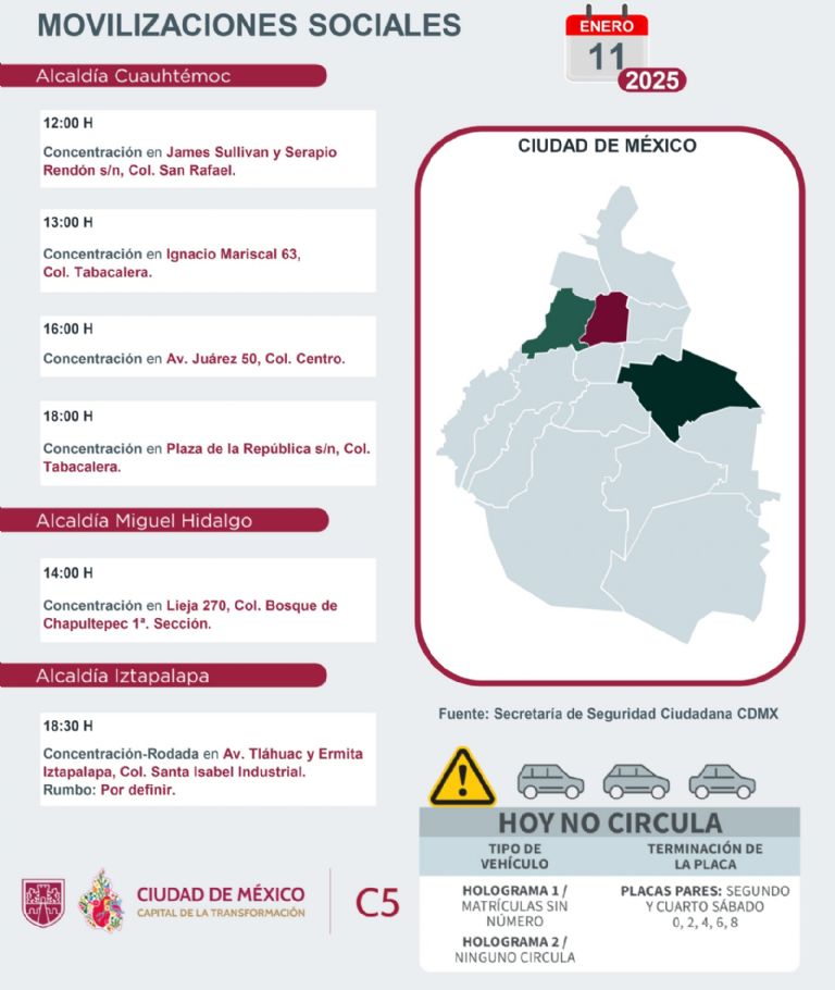 Tráfico en CDMX hoy 11 de enero