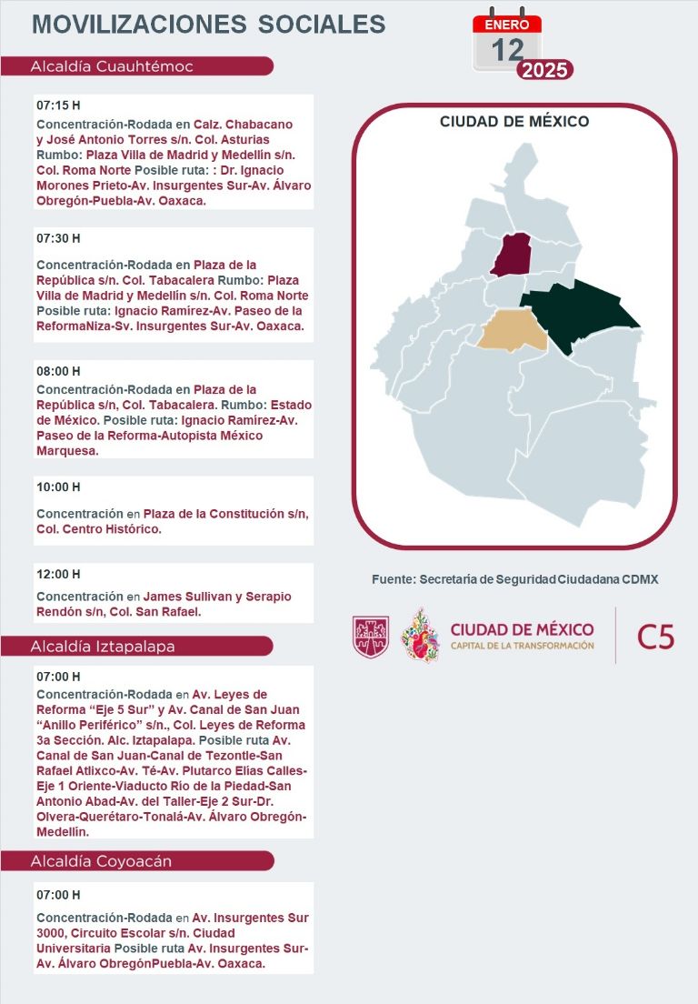 Tráfico en CDMX hoy 12 de enero