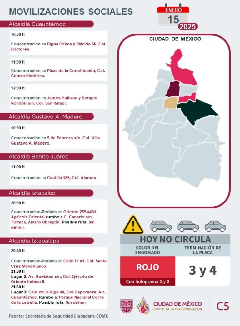 Tráfico en CDMX hoy 15 de enero