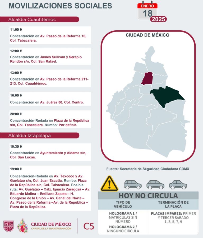 Tráfico en CDMX hoy 18 de enero