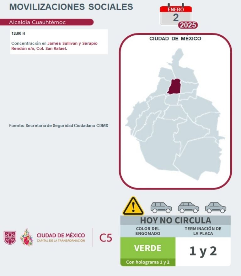 Tráfico en CDMX hoy 2 de enero