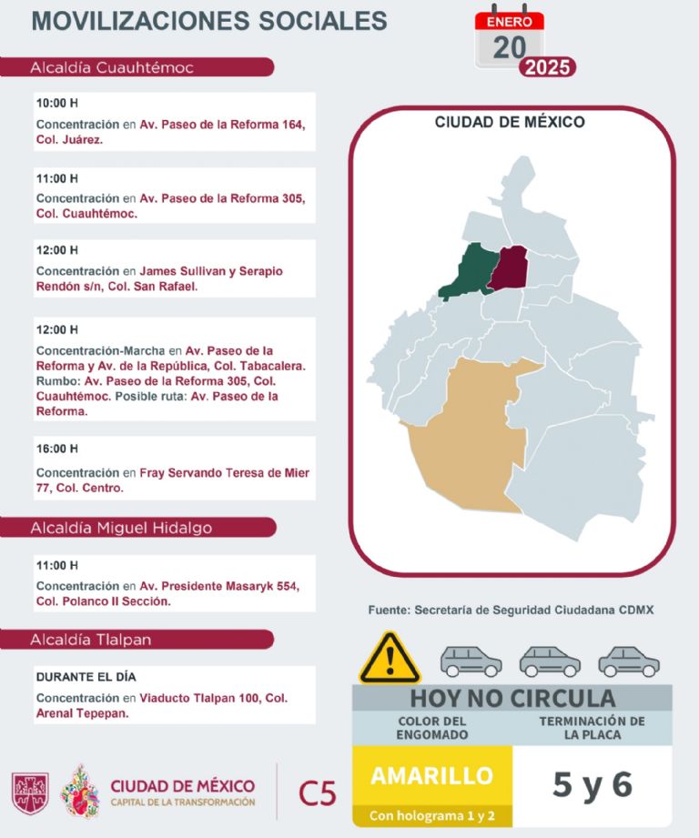 Tráfico en CDMX hoy 20 de enero