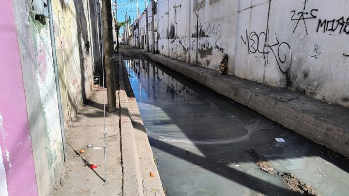 Ciudad Obregón: Callejón República de Bolivia se encuentra lleno de aguas negras