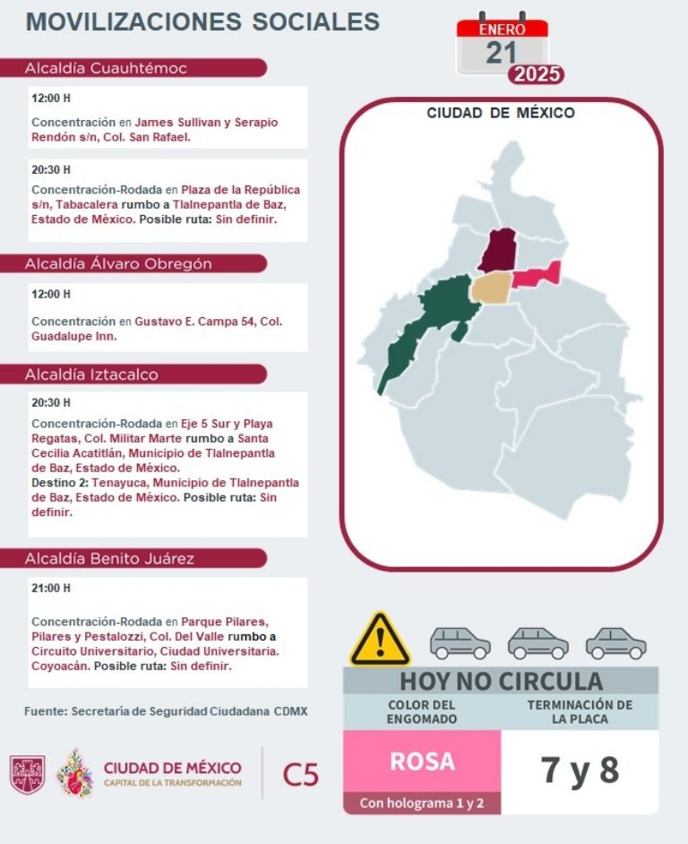 Tráfico en CDMX hoy 21 de enero