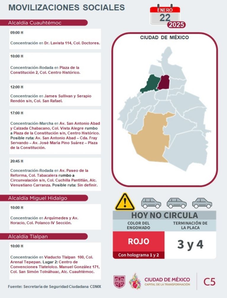 Tráfico en CDMX hoy 22 de enero
