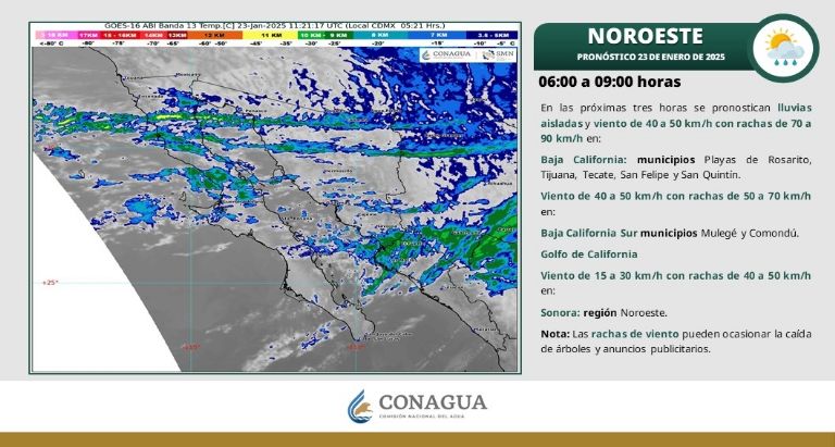 Clima en Sonora para HOY jueves 23 de enero 2025. Foto: Conagua