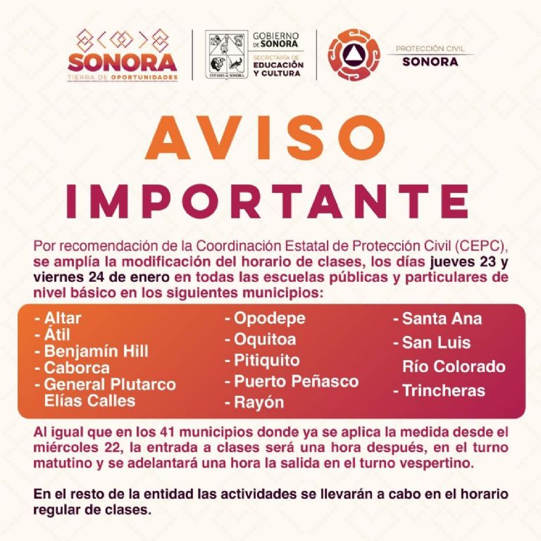 Amplían lista de municipios afectados por el frío en Sonora. Foto: SEC