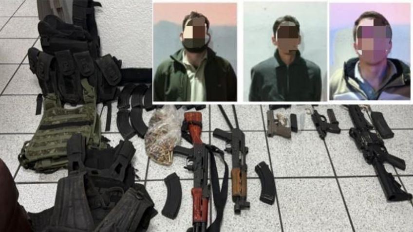 Capturan a tres sujetos armados en Hermosillo; les aseguran fusiles, pistolas y vehículo