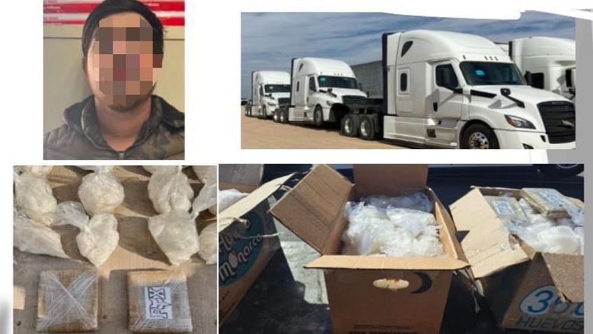 Arrestan a chofer de tráiler en carretera de Sonora; transportaba 150 bolsas de crystal