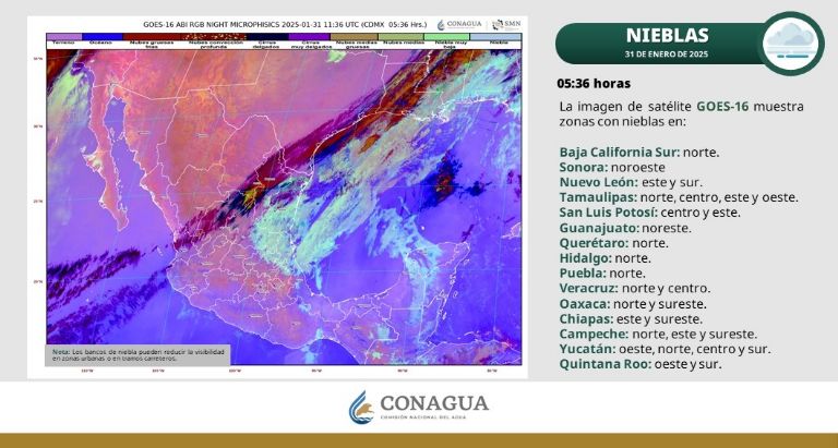 Clima en México para HOY viernes 31 de enero. Foto: Conagua