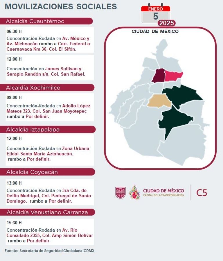 Tráfico en CDMX hoy 5 de enero