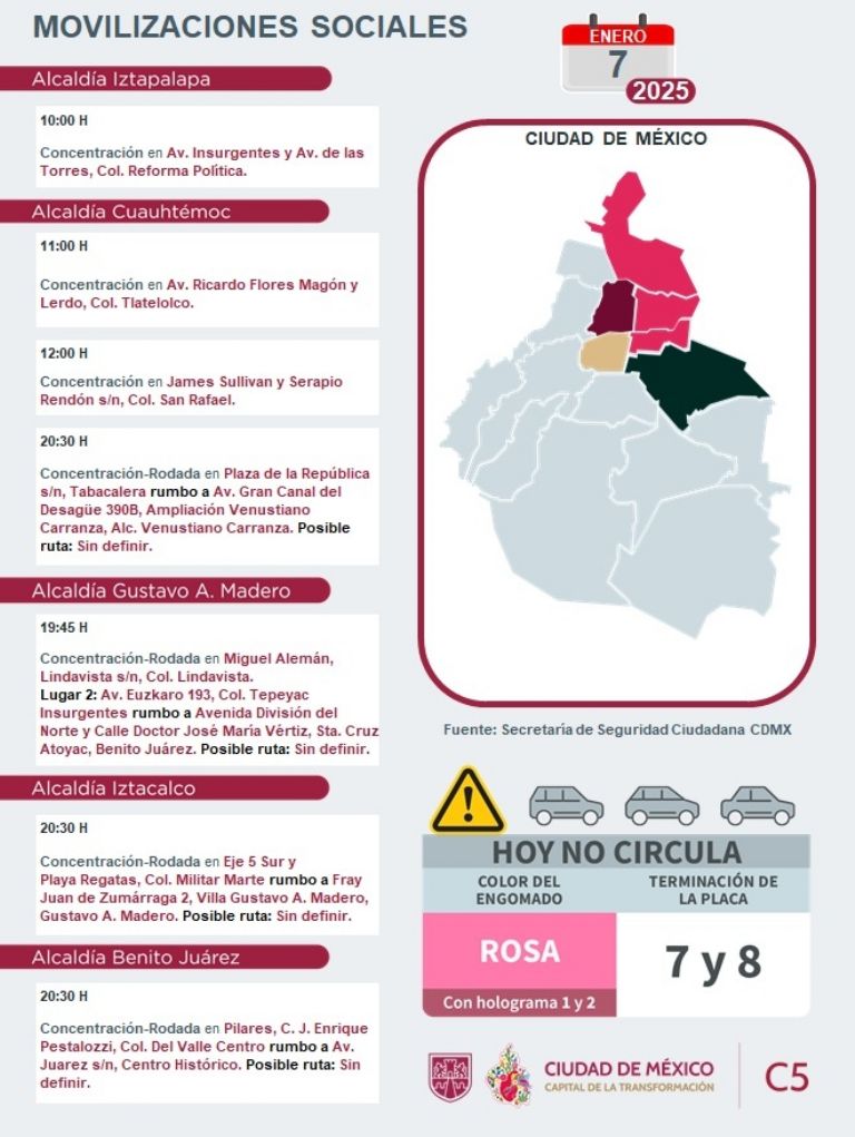 Tráfico en CDMX hoy 7 de enero