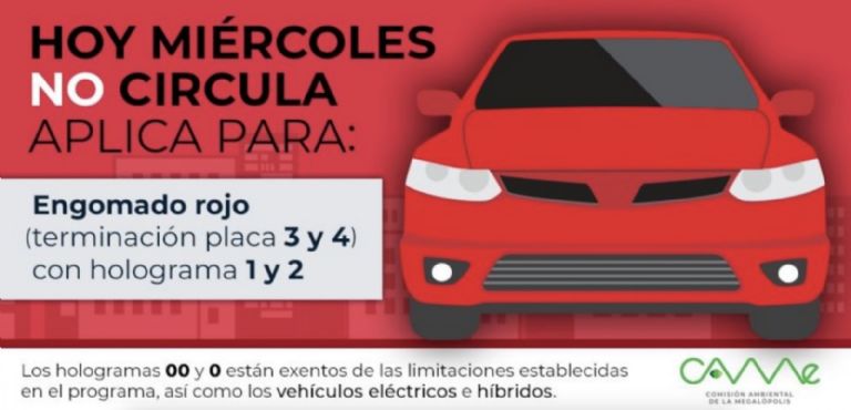 Programa Hoy No Circula del miércoles 1 de octubre. Foto: CAMe