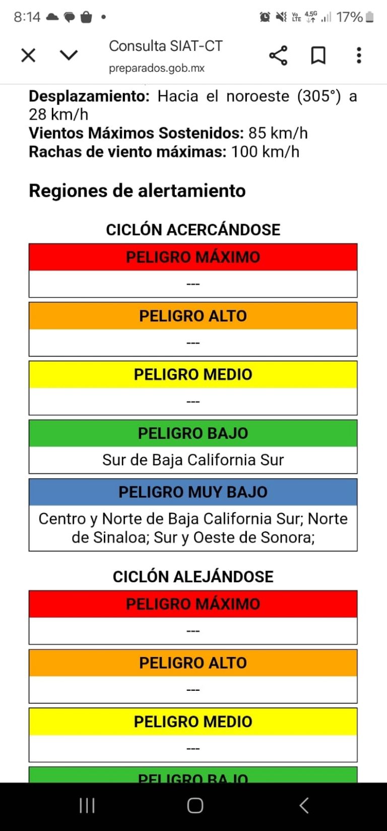 Las autoridades de Sonora han emitido una Alerta Azul por el ciclón tropical 'Raymond'