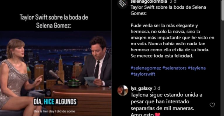Taylor Swift habla sobre la boda de Selena Gomez