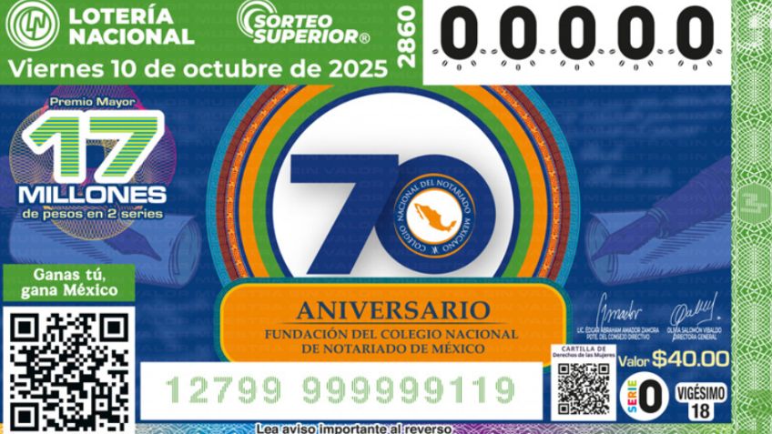 Lista COMPLETA de GANADORES del Sorteo Superior No. 2860 de la Lotería Nacional de este viernes 10 de OCTUBRE