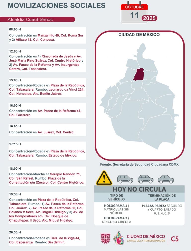 Tráfico en CDMX hoy 11 de octubre 