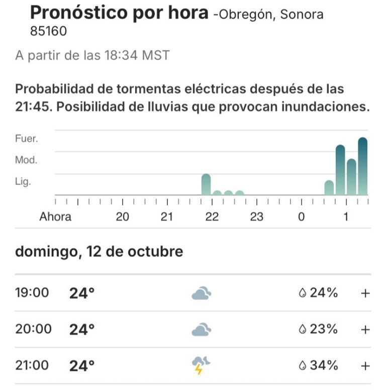 Los remanentes de la tormenta 'Raymond' provocarán lluvias fuertes en Ciudad Obregón para este domingo 12 de octubre