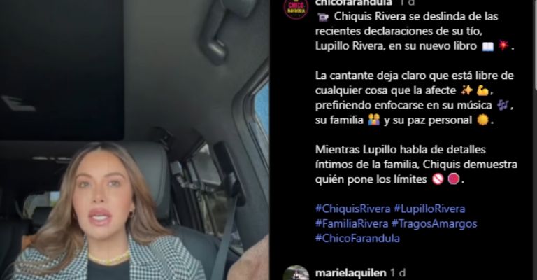 Chiquis Rivera desmentiría a Lupillo Rivera por declaraciones en su libro