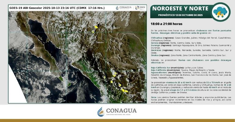 Para hoy en la noche en Sonora se esperan más lluvias. La Conagua indica en qué regiones lloverá