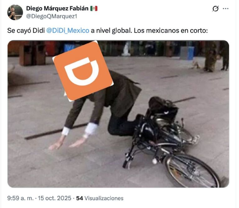 Redes sociales se llenaron de comentarios sobre la caída de Didi. Foto: Facebook