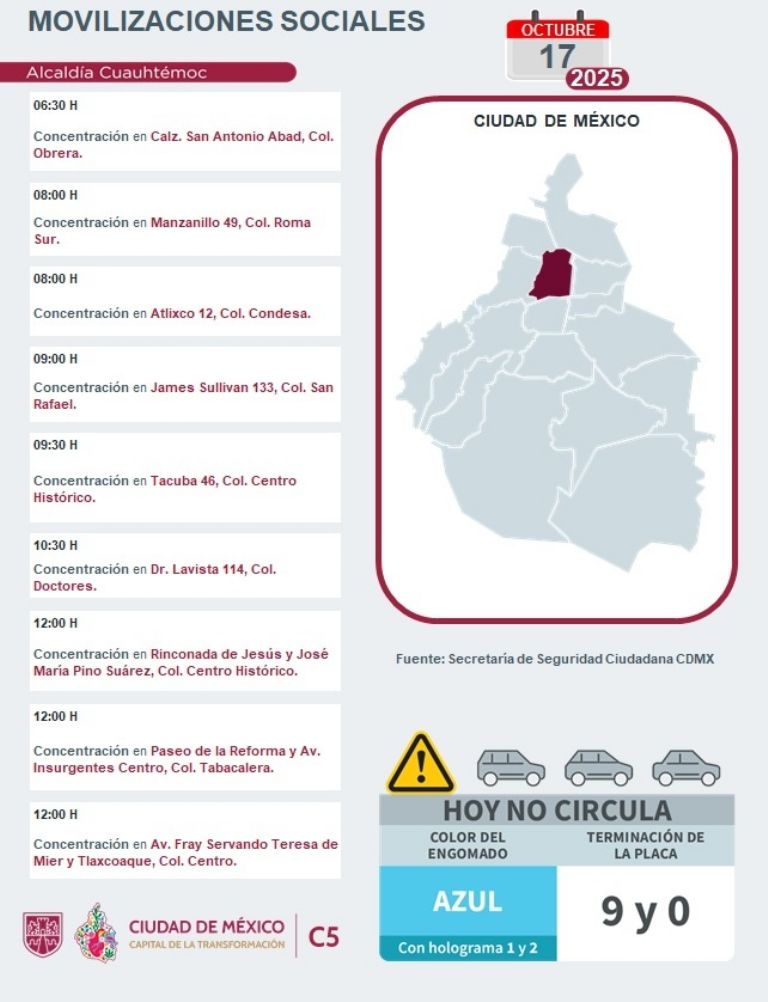 Tráfico en CDMX hoy 17 de octubre 