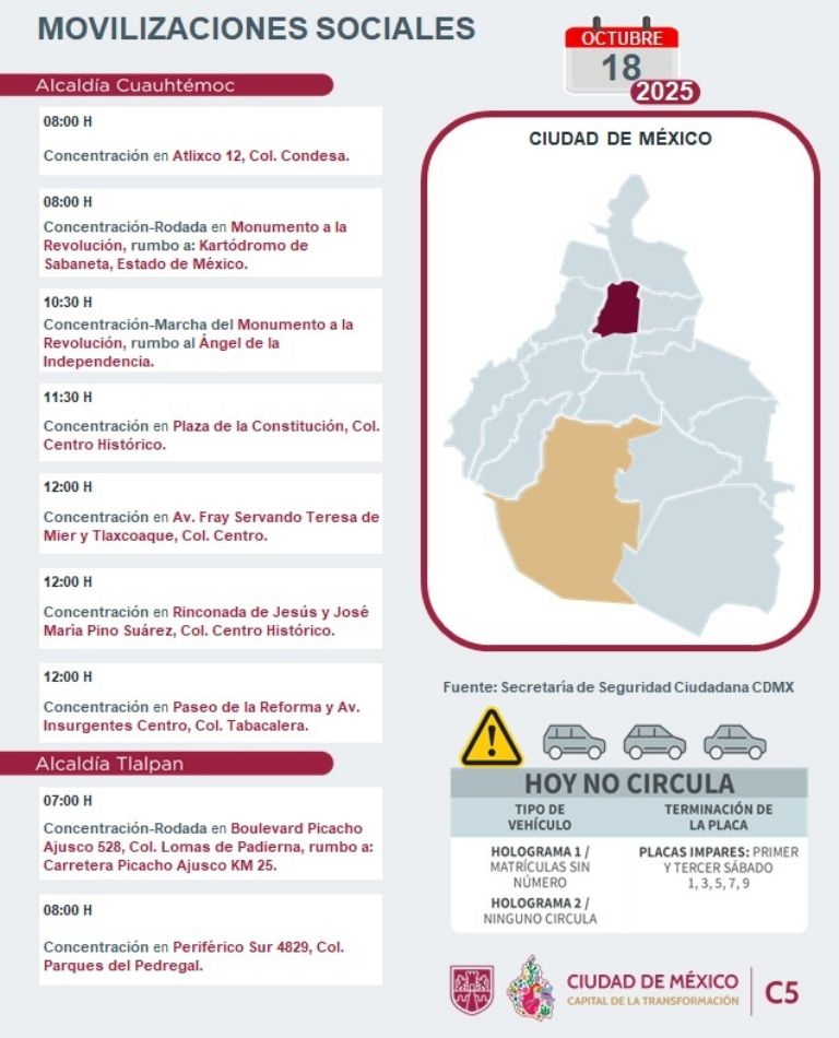 Tráfico en CDMX hoy 18 de octubre 