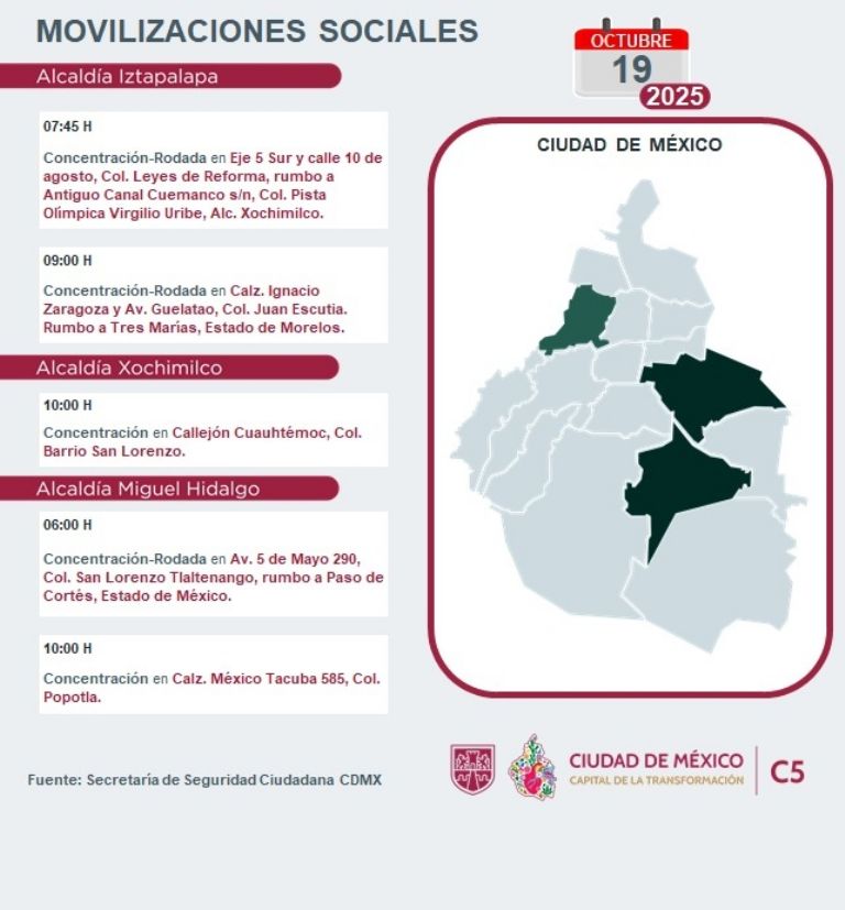 Tráfico en CDMX hoy 19 de octubre 
