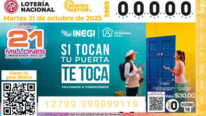 Lotería Nacional: Lista COMPLETA de GANADORES del Sorteo Mayor No. 3989 de HOY martes 21 de octubre