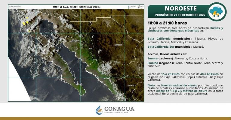 Las autoridades climatológicas están advirtiendo lluvias para esta noche en Sonora
