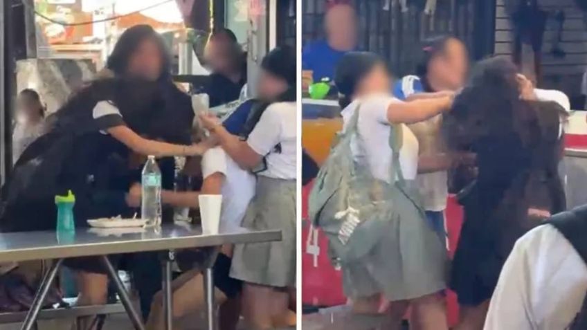 Alumnas de secundaria y preparatoria se agarran a golpes en mercado de Los Mochis (VIDEO)