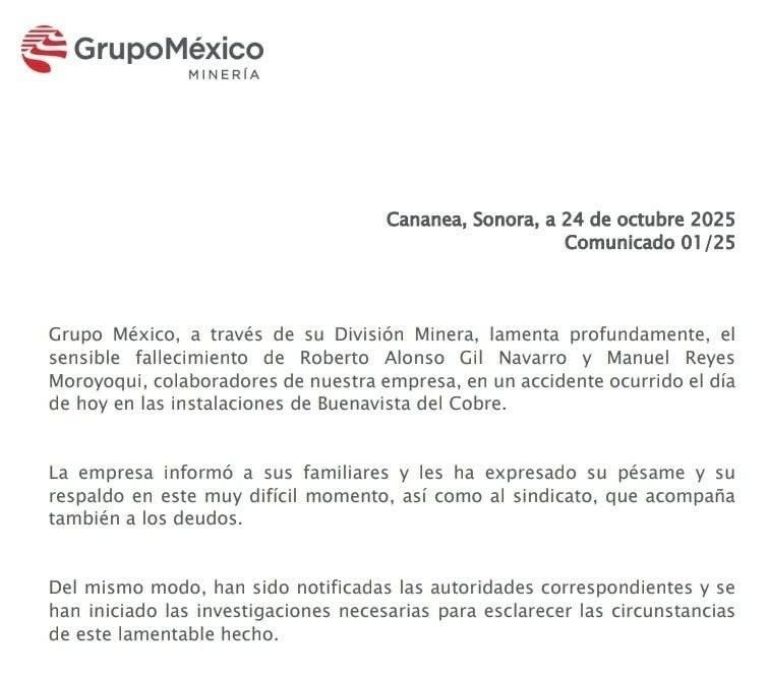 Comunicado de Grupo México 