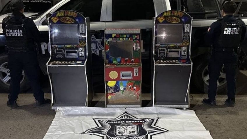Policía Estatal asegura tres máquinas tragamonedas en plena vía pública de Hermosillo