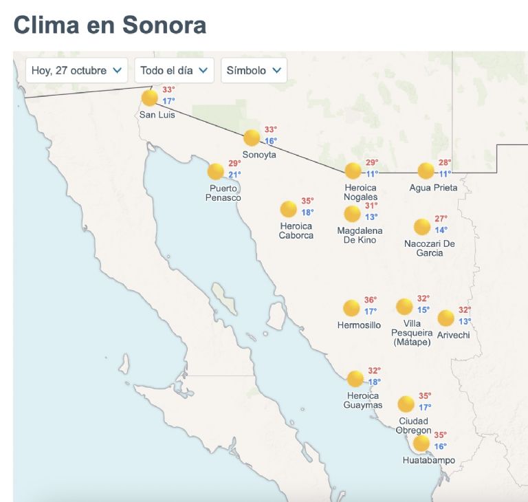 Así será el clima en Sonora este lunes. Foto: Conagua