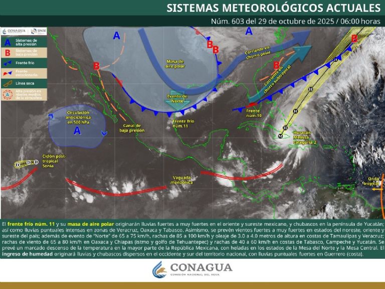 Así será el clima en México este miércoles. Foto: Conagua