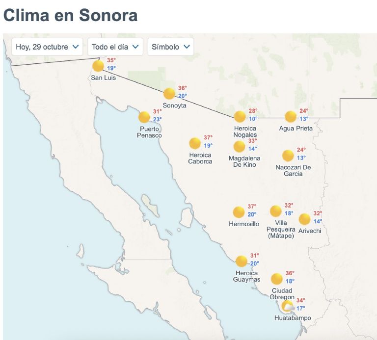 Así será el clima en Sonora este miércoles. Foto: Conagua